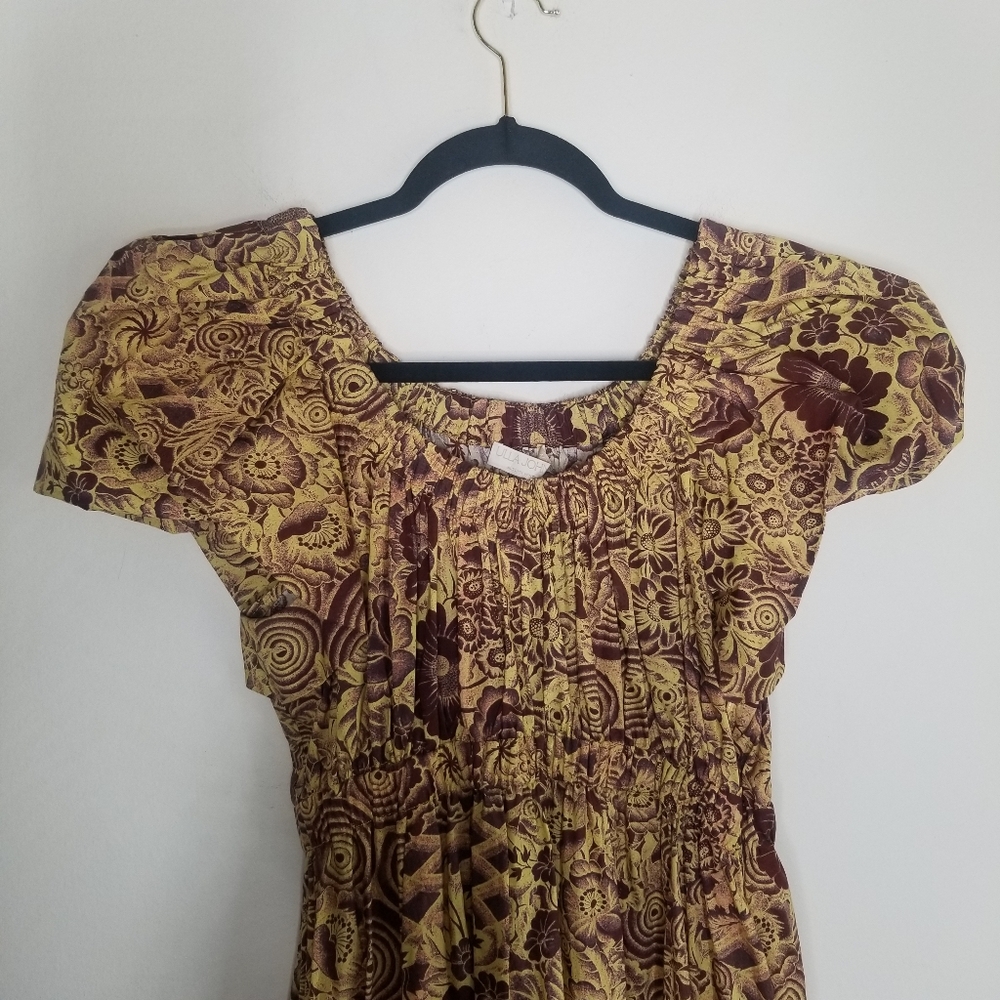 Ulla Johnson Printed Cotton Midi Dress Boho Prairie Romantic Artisan Smocked - Picture 9 of 14